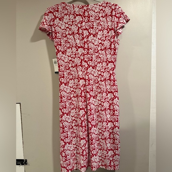 Lauren Ralph Lauren Berry Red Cream White Floral Print Fitted Dress Size 6 NWT - Picture 10 of 14